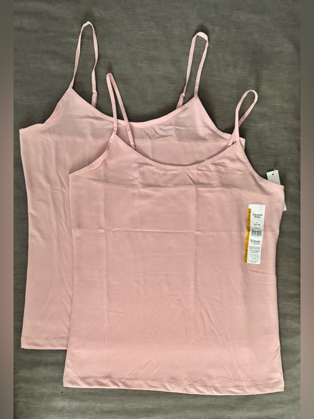 Set of 2 Time and Tru Pink Spaghetti Strap Camisole Tank Top, Size: Large, NWT